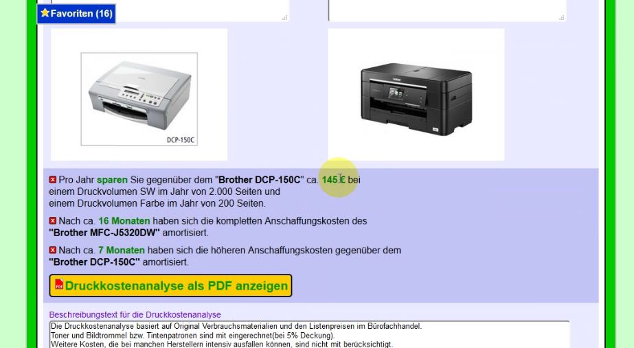 Druckkostenvergleich