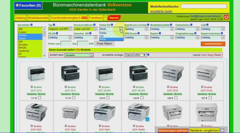 Die Modellauswahl verwenden